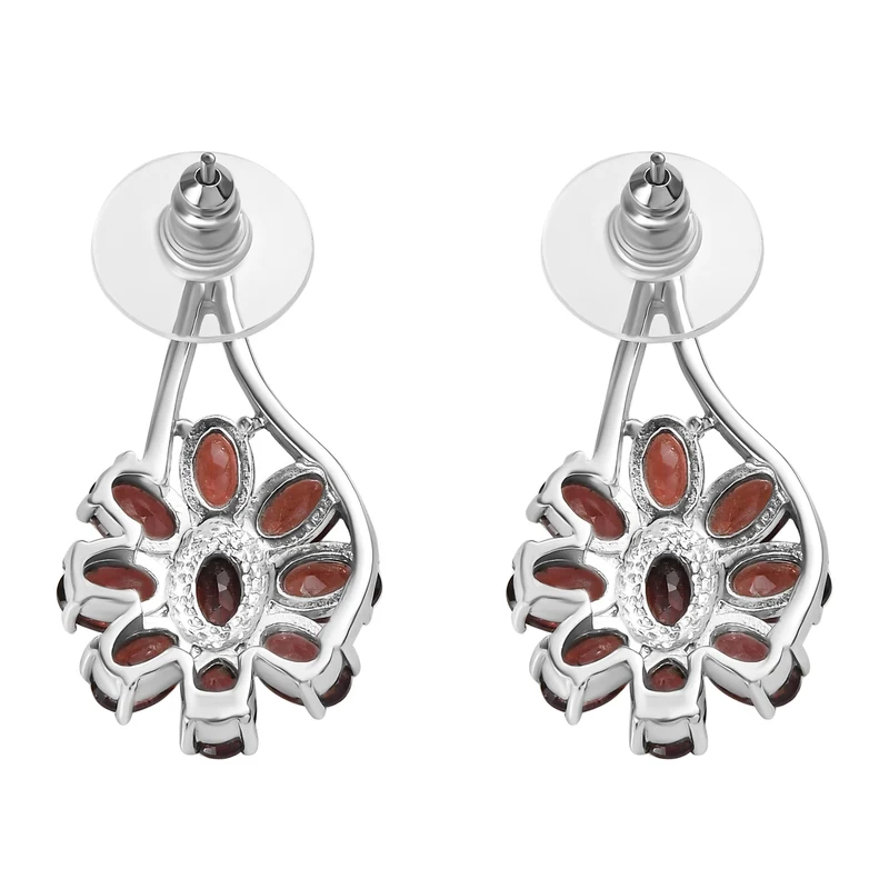 Roter Granat Schmuckset Edelstahl ca. 31.82 ct