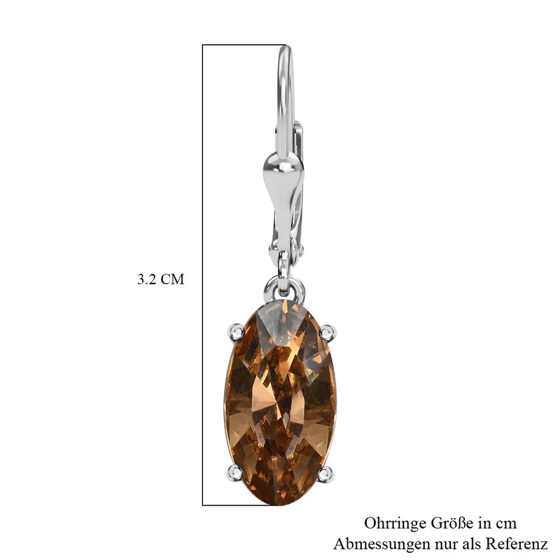 Goldener Schatten Kristall Ohrringe, 925 Silber