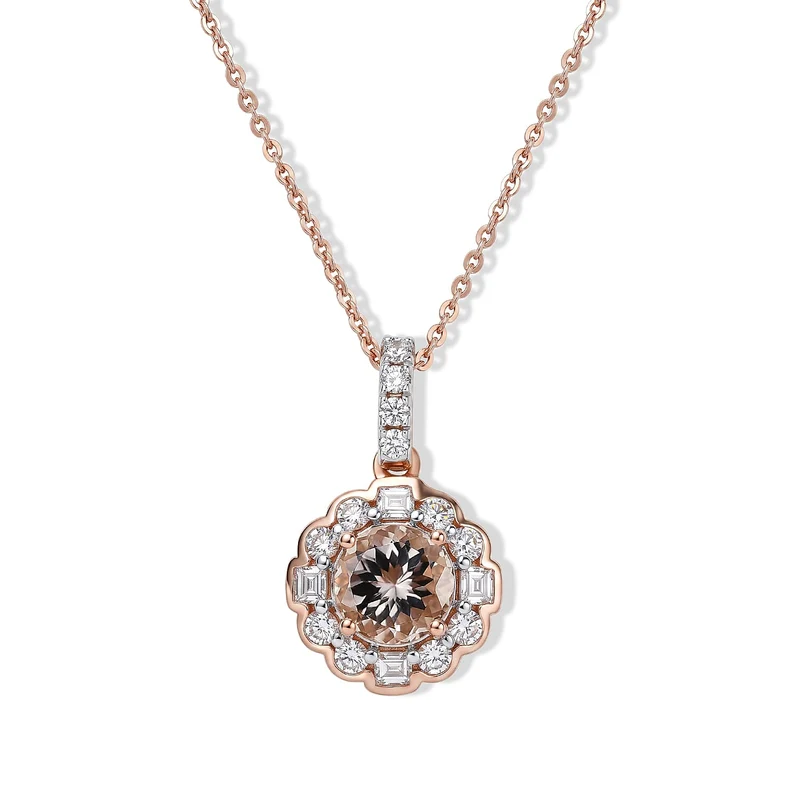 D'Joy AAA Morganit, Moissanit Schmuckset (10-15 Werktage Lieferzeit) ca. 45 cm 925 Silber 750 Roségold vermeil ca. 1,37 ct.