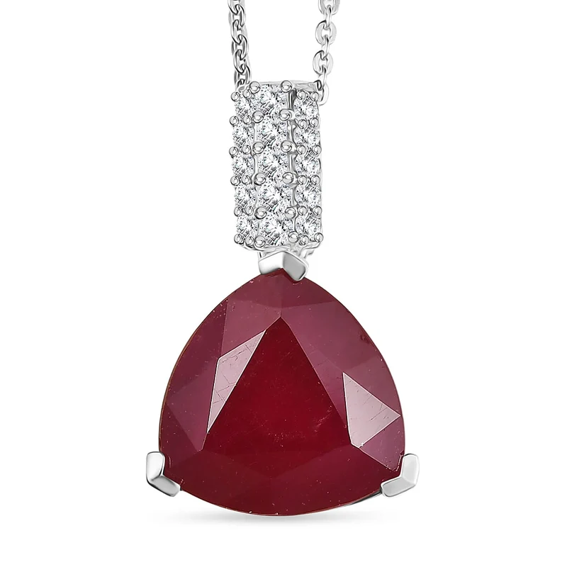 D'Joy AA Niassa Rubin, Moissanit Schmuckset (10-15 Werktage Lieferzeit) ca. 50 cm 925 Silber Rhodiniert ca. 8,75 ct.