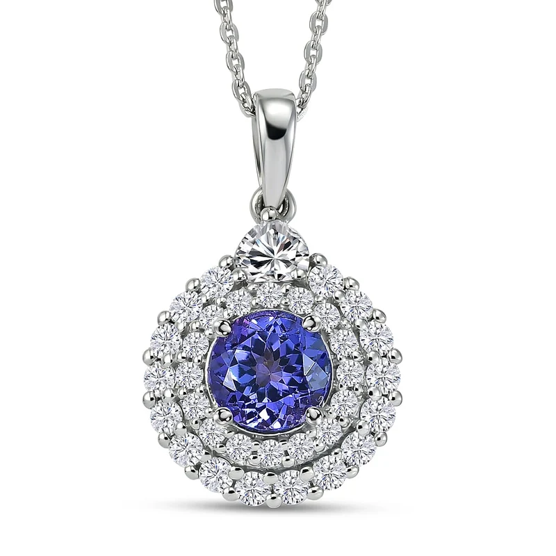 D'Joy AA Tansanit, Moissanit Schmuckset ca. 50 cm 925 Silber Rhodiniert ca. 2,22 ct. (10-15 Werktage Lieferzeit)
