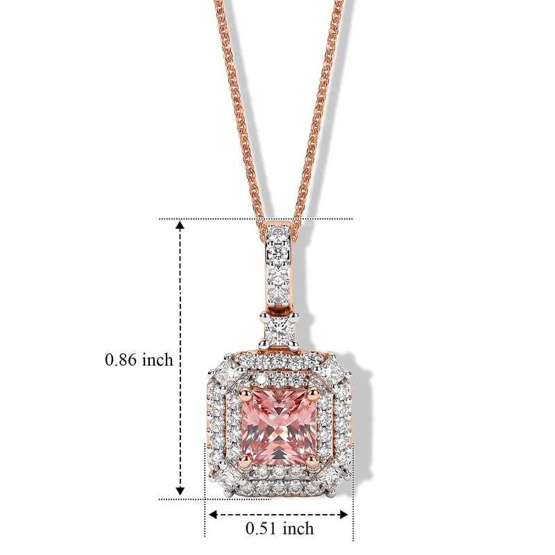 D'Joy AA Rosa Morganit, Moissanit AGI zertifiziert Schmuckset (10-15 Werktage Lieferzeit) ca. 45 cm 925 Silber 750 Roségold vermeil ca. 1,54 ct.