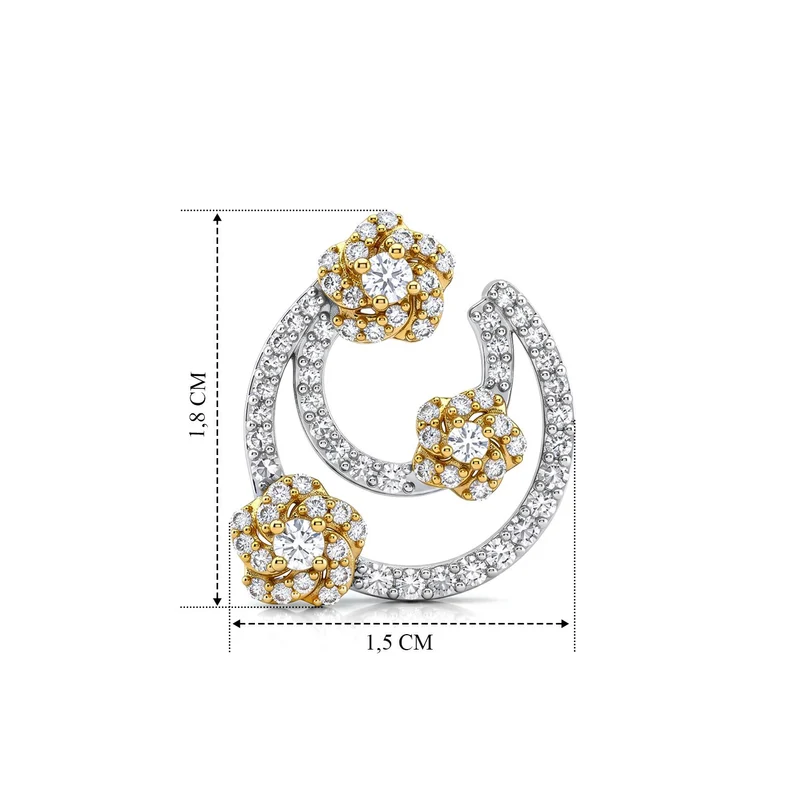 LUXURIANT 1 ct. SGL zertifizierte SI-GH Labor Diamant Ohrringe, 925 Silber rhodiniert und 750 Gelbgold Vermeil
