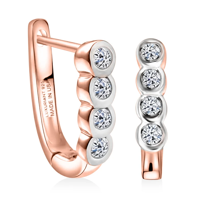 LUXURIANT (8-13 Werktage Lieferzeit) 0,50 ct. SI-GH Labor Diamant Ohrringe, 925 Silber 750 Gelbgold Vermeil