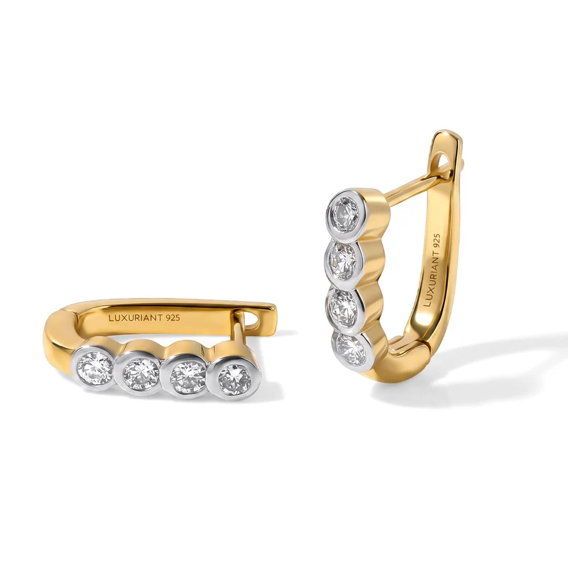 LUXURIANT (8-13 Werktage Lieferzeit) 0,50 ct. SI-GH Labor Diamant Ohrringe, 925 Silber 750 Gelbgold Vermeil