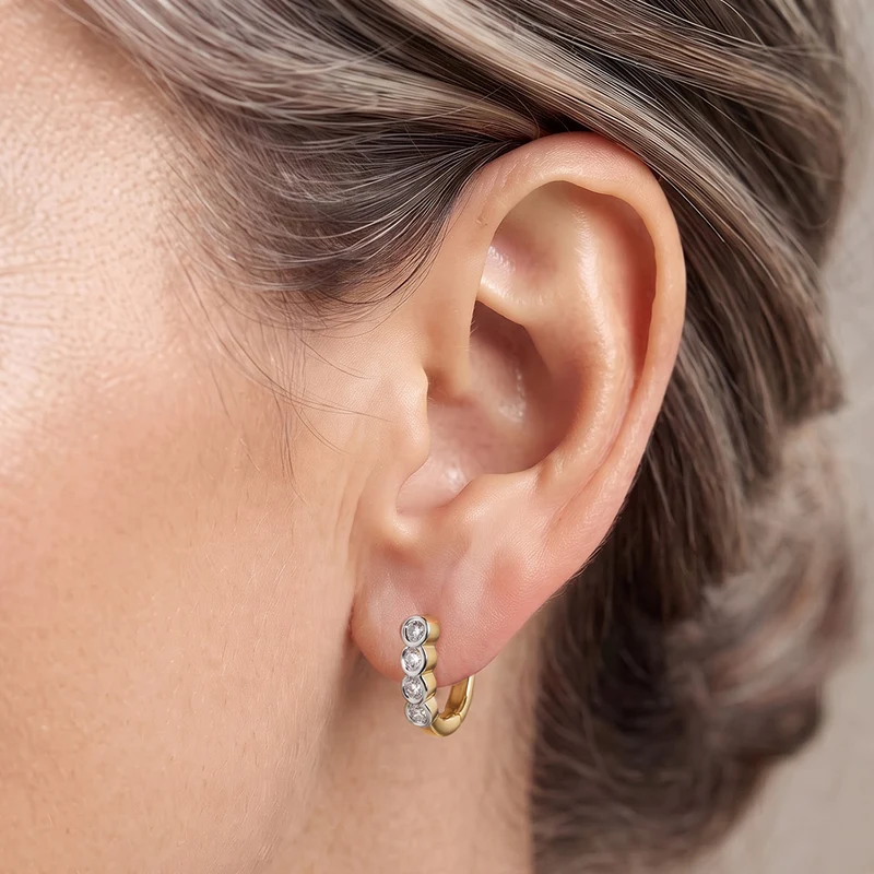 LUXURIANT (8-13 Werktage Lieferzeit) 0,50 ct. SI-GH Labor Diamant Ohrringe, 925 Silber 750 Gelbgold Vermeil