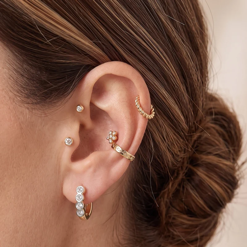LUXURIANT (8-13 Werktage Lieferzeit) 0,50 ct. SI-GH Labor Diamant Ohrringe, 925 Silber 750 Gelbgold Vermeil