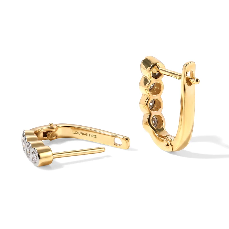 LUXURIANT (8-13 Werktage Lieferzeit) 0,50 ct. SI-GH Labor Diamant Ohrringe, 925 Silber 750 Gelbgold Vermeil