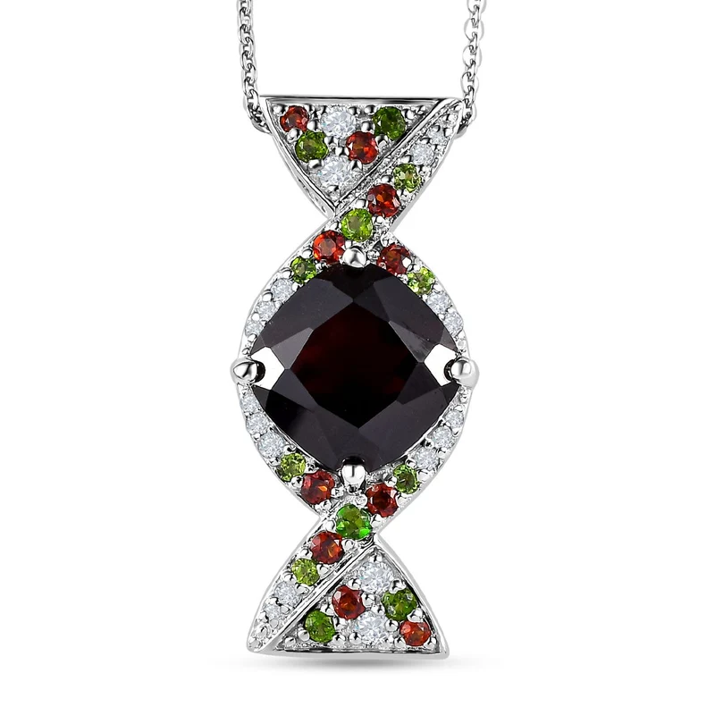 GP Kollektion - Mosambik Granat-Anhänger mit Kette, 925 Silber platiniert ca. 5.63 ct