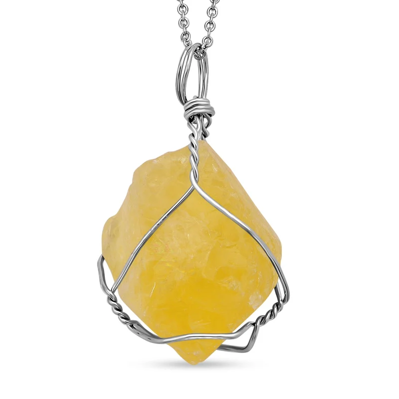 Citrin, grüne Aventurin und weiße Quarz Halskette, Messing und 316L Edelstahl ca. 231.00 ct