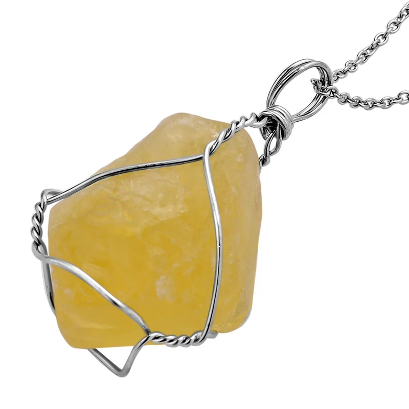 Citrin, grüne Aventurin und weiße Quarz Halskette, Messing und 316L Edelstahl ca. 231.00 ct