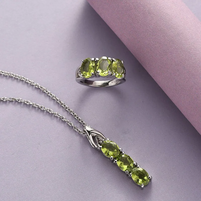 Peridot Schmuckset Edelstahl ca. 7.30 ct
