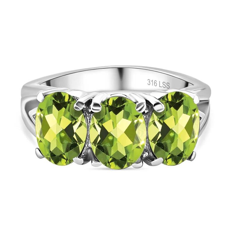 Peridot Schmuckset Edelstahl ca. 7.30 ct