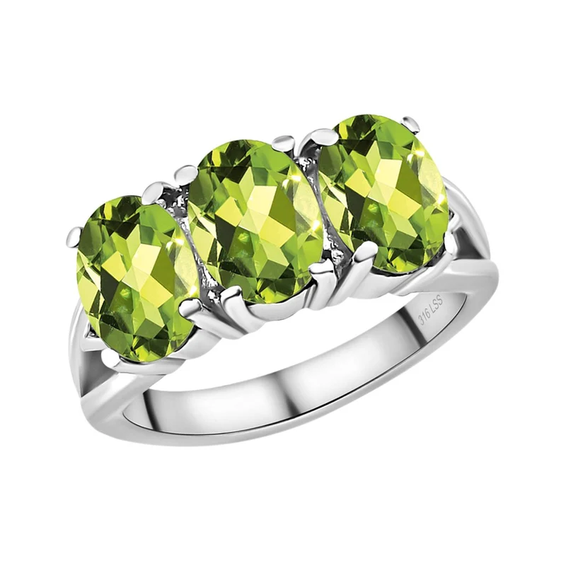 Peridot Schmuckset Edelstahl ca. 7.30 ct