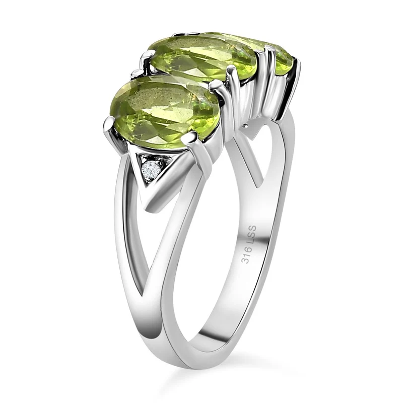 Peridot Schmuckset Edelstahl ca. 7.30 ct