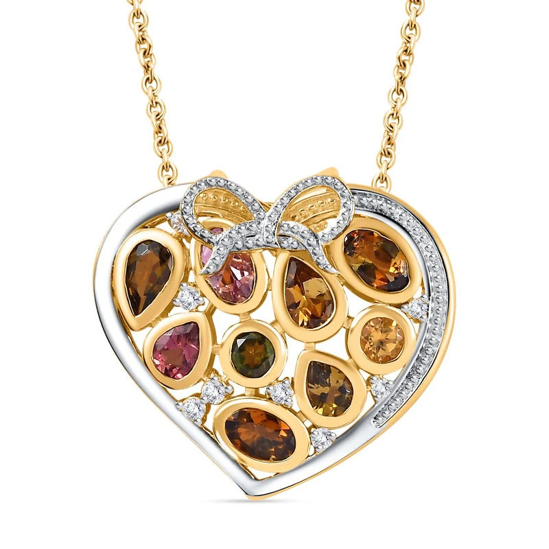 Giuseppe Perez AA Mehrfarbig-Turmalin Schmuckset 925 Silber platiniert, 925 Silber Zweifarbige Beschichtung ca. 1,86 ct.
