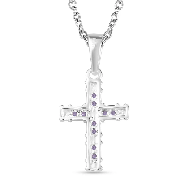 Blauer Zirkonia Anhänger mit Kette, 925 Silber und 316L Edelstahl