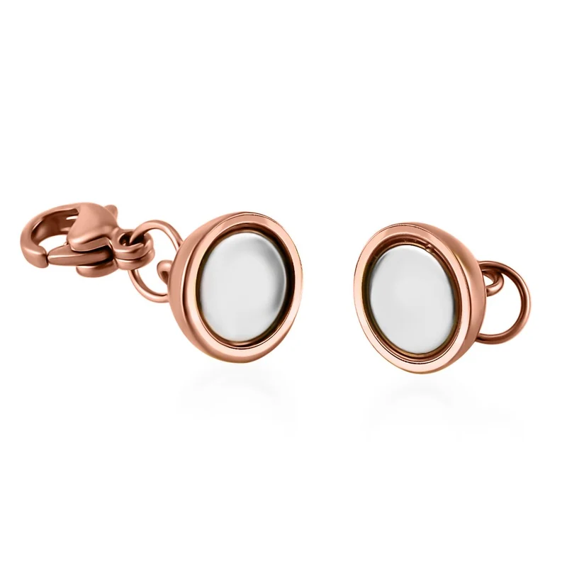 3er Set - Magnetverschluss Rundform, mit Karabinerverschluss, 316L Edelstahl, Rosévergoldet, ca. 9.30g