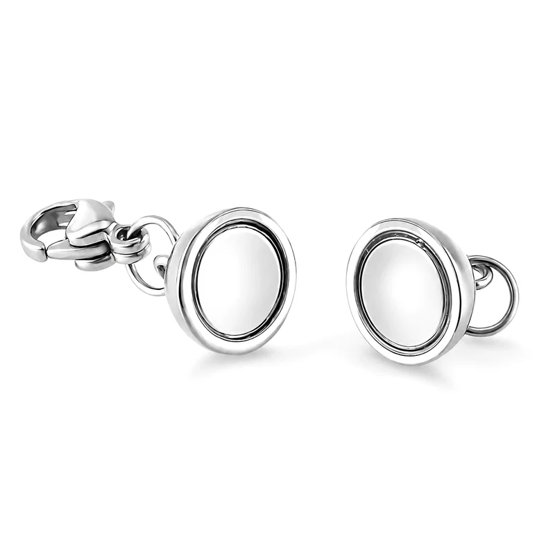 3er Set - Magnetverschluss Rundform, mit Karabinerverschluss, 316L Edelstahl, Rosévergoldet, ca. 9.30g