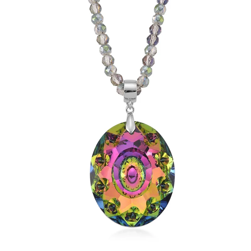 Mysticher Regenbogen Kristall Anhänger mit 60+5cm Kette, Legierung