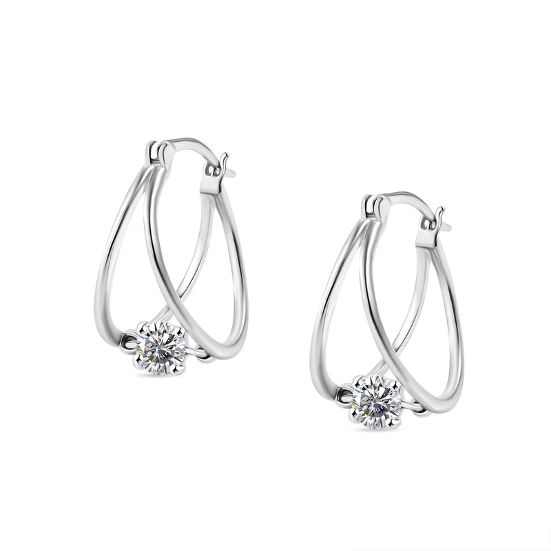 J Francis gefertigt mit SWAROVSKI Zirkonia Ohrringe 925 Silber platiniert