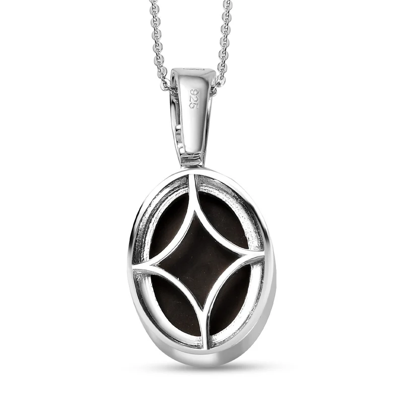 Kanadische Ammolit Anhänger mit Kette, 925 Silber, platiniert, ca. 7.30 ct