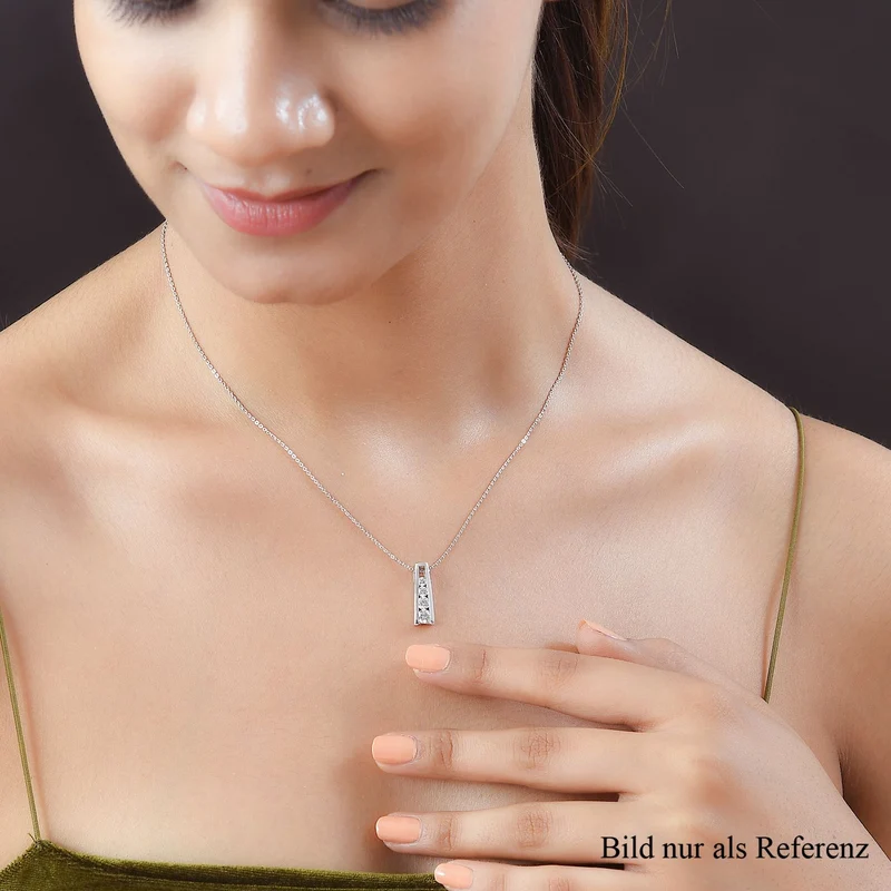 Moissanit-Anhänger mit Kette, 925 Silber platiniert ca. 0.55 ct