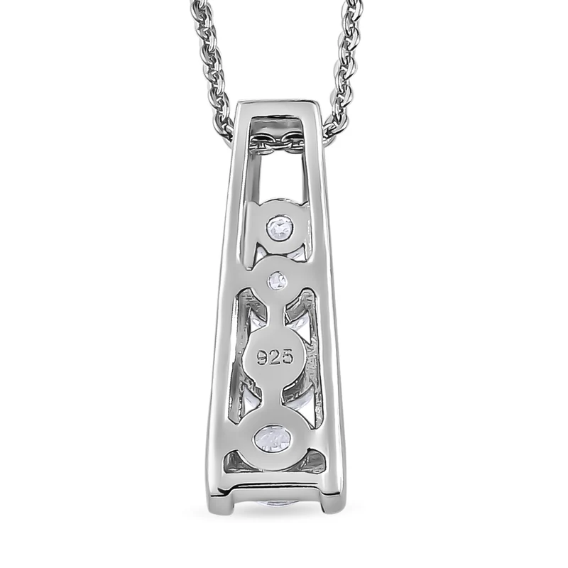 Moissanit-Anhänger mit Kette, 925 Silber platiniert ca. 0.55 ct
