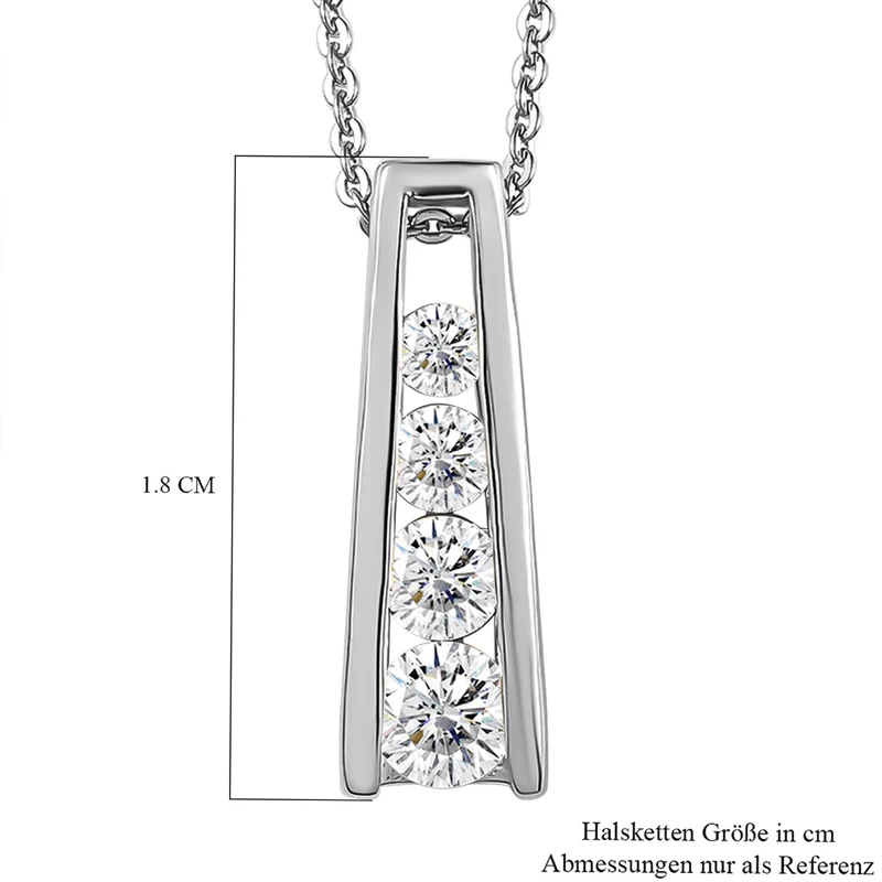 Moissanit-Anhänger mit Kette, 925 Silber platiniert ca. 0.55 ct