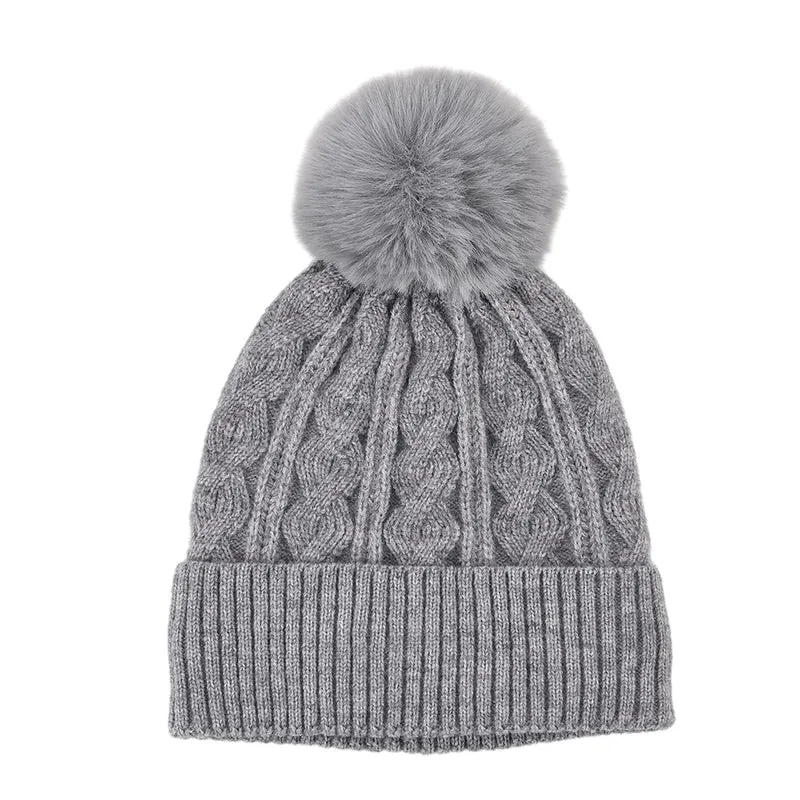 Strickmütze mit Bommel, weiches Mischgewebe, Einheitsgröße, Sandbeige