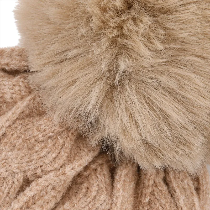 Strickmütze mit Bommel, weiches Mischgewebe, Einheitsgröße, Sandbeige