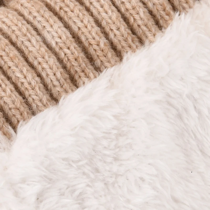 Strickmütze mit Bommel, weiches Mischgewebe, Einheitsgröße, Sandbeige