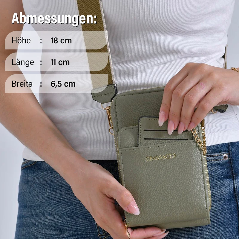 PASSAGE Crossbody-Handytasche mit Abnehmbarem Kartenhalter, 18x6.5x11cm, rosa