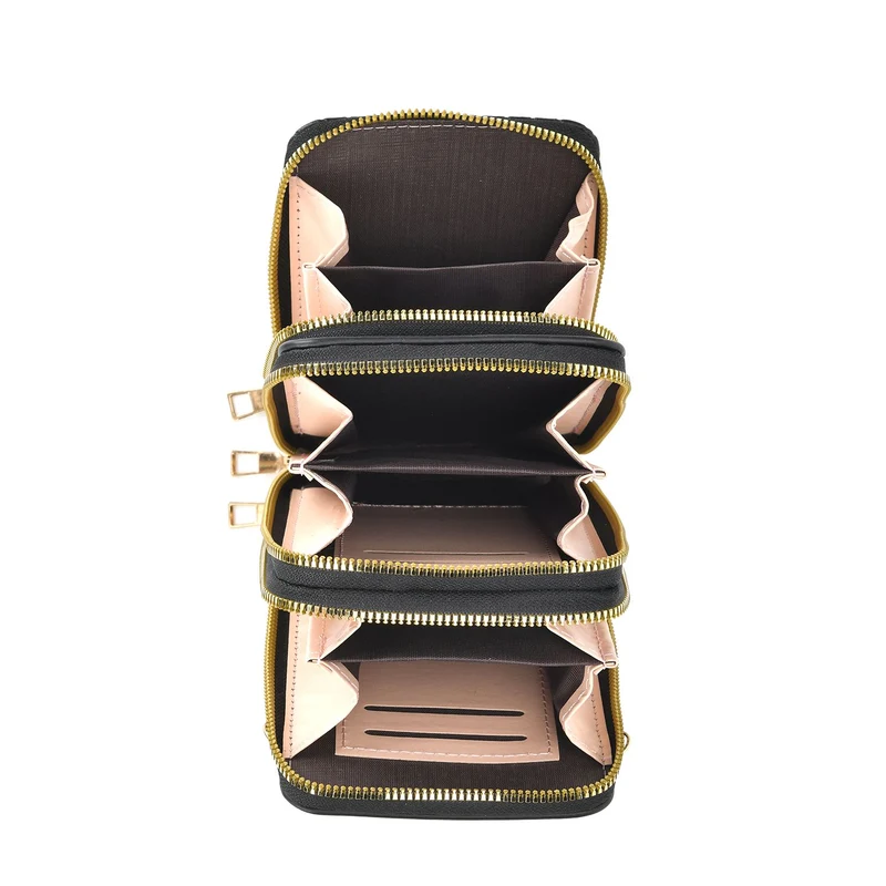 Designer-Umhängetasche mit Kartenfächern und RFID-Schutz und verstellbarem Riemen, 18 x 11 x 8 cm, Himmelblau