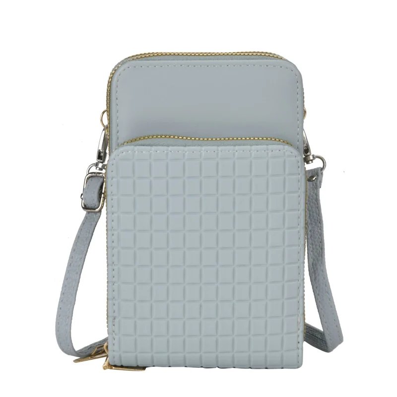 Designer-Umhängetasche mit Kartenfächern und RFID-Schutz und verstellbarem Riemen, 18 x 11 x 8 cm, Himmelblau