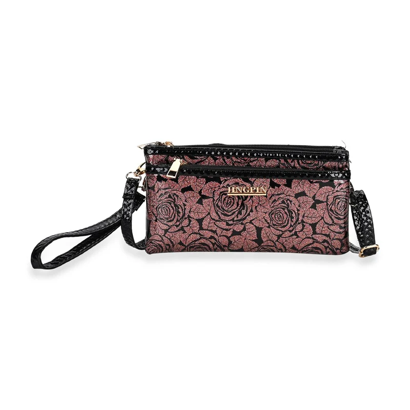 Sling Crossbody Bag, Stylische Silber-Umhängetasche, 3 Reißverschlussfächer, Vielseitiger 130 cm Gurt, PU-Außenseite, 100% Polyester-Futter, Kompakte Größe 22x12 cm, Silber