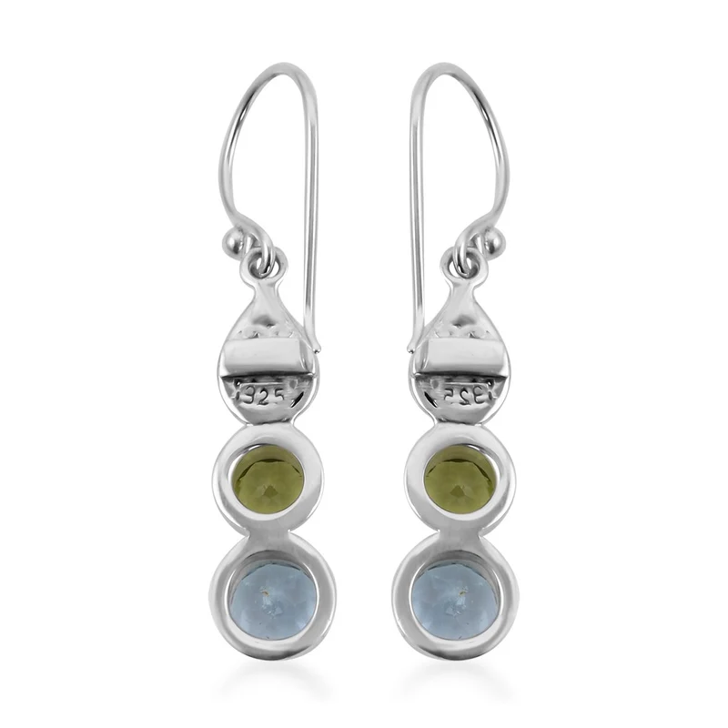 Royal Bali Kollektion - Himmelblauer Topas, Peridot Ohrringe 925 Silber ca. 3,81 ct