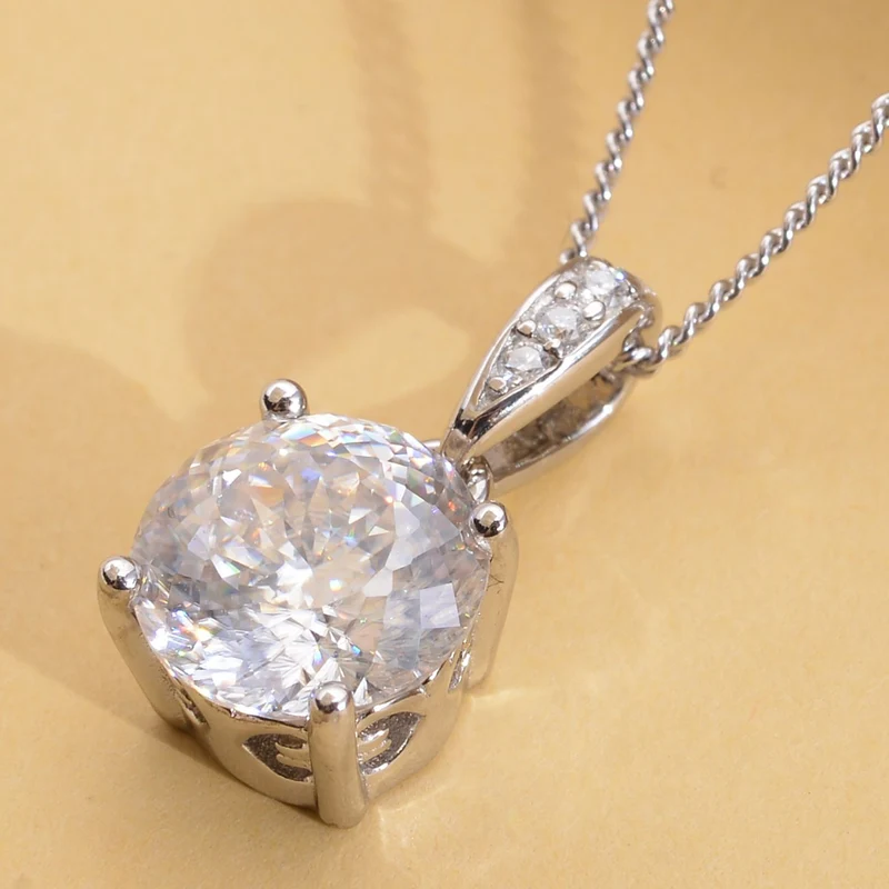 161 Facetten Moissanit-Anhänger mit Kette, 925 Silber rhodiniert ca. 1.97 ct