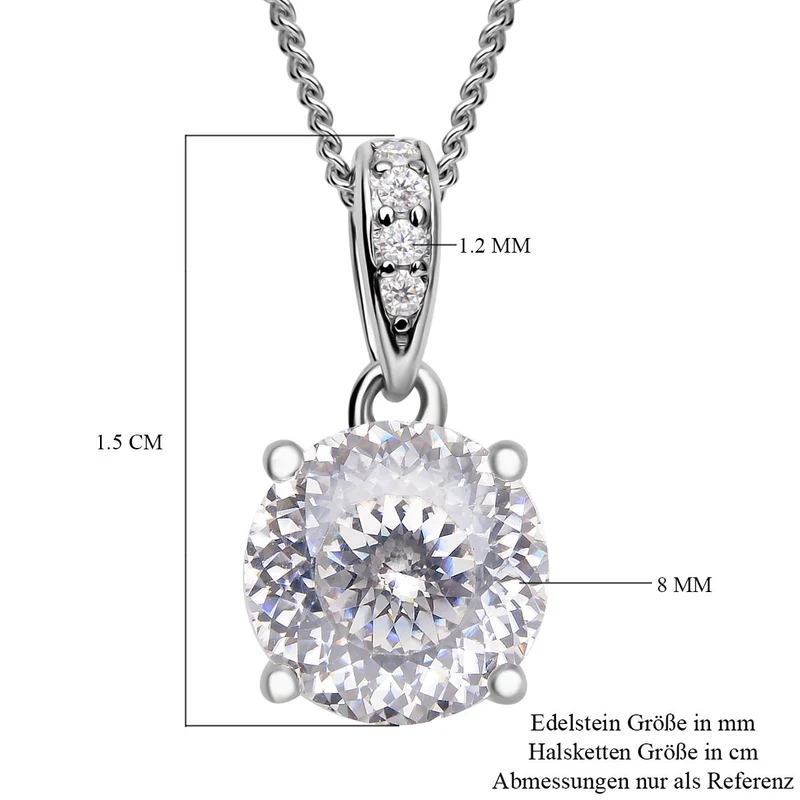 161 Facetten Moissanit-Anhänger mit Kette, 925 Silber rhodiniert ca. 1.97 ct