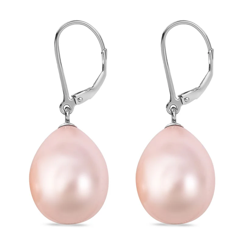 Rosa Muschelkernperle Ohrringe 925 Silber rhodiniert