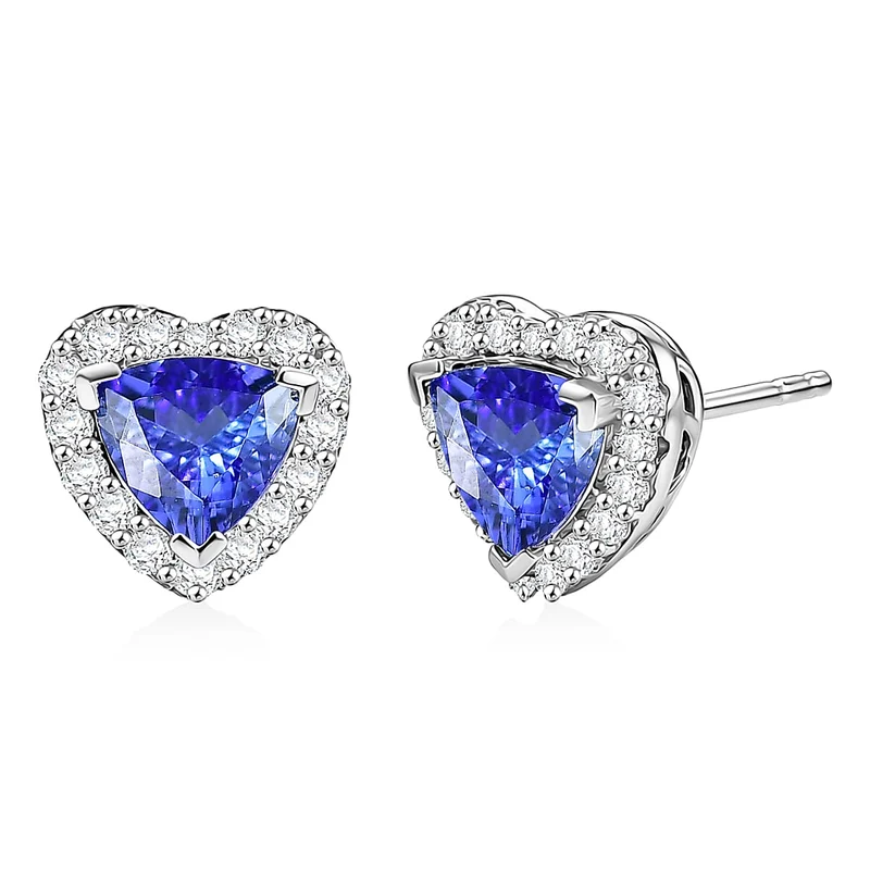 D'Joy AGI zertifizierte und geprüfte AA Tansanit und Moissanit Ohrringe, 925 Silber rhodiniert - (10-15 Werktage Lieferzeit) 2,29 ct.