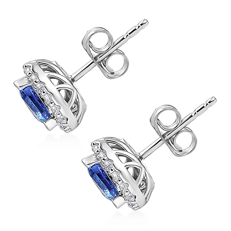 D'Joy AGI zertifizierte und geprüfte AA Tansanit und Moissanit Ohrringe, 925 Silber rhodiniert - (10-15 Werktage Lieferzeit) 2,29 ct.