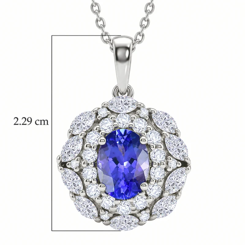 D'Joy AA Tansanit, Moissanit AGI zertifiziert Schmuckset (10-15 Werktage Lieferzeit) ca. 50 cm 925 Silber Rhodiniert ca. 2,48 ct.