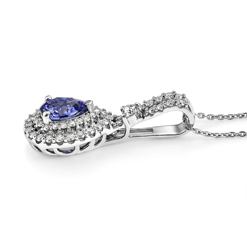 D'Joy AA Tansanit, Moissanit AGI zertifiziert Schmuckset (10-15 Werktage Lieferzeit) ca. 50 cm 925 Silber Rhodiniert ca. 1,83 ct.