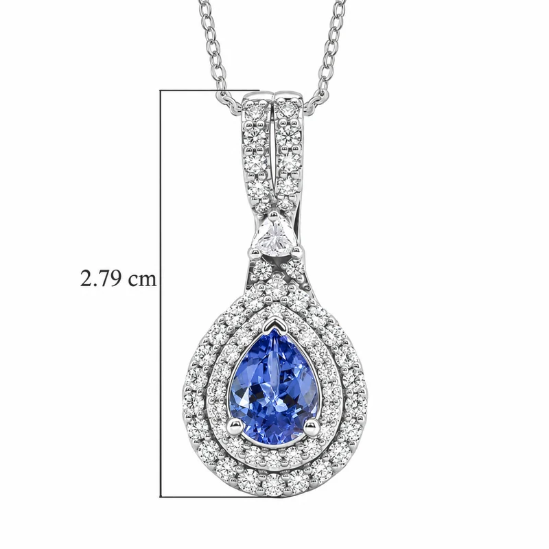 D'Joy AA Tansanit, Moissanit AGI zertifiziert Schmuckset (10-15 Werktage Lieferzeit) ca. 50 cm 925 Silber Rhodiniert ca. 1,83 ct.