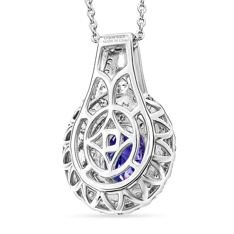 D'Joy AA Tansanit, Moissanit AGI zertifiziert Schmuckset ca. 50 cm 925 Silber Rhodiniert ca. 1,90 ct. (10-15 Werktage Lieferzeit)
