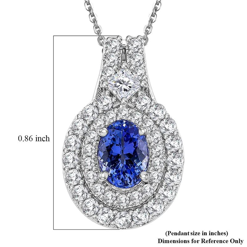 D'Joy AA Tansanit, Moissanit AGI zertifiziert Schmuckset ca. 50 cm 925 Silber Rhodiniert ca. 1,90 ct. (10-15 Werktage Lieferzeit)