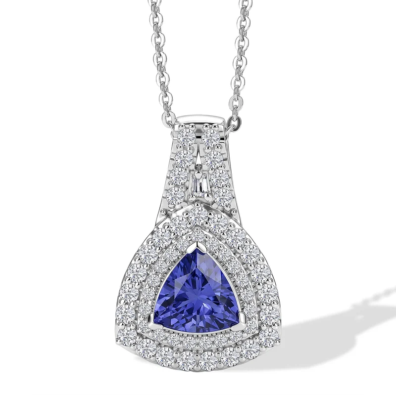 D'Joy AA Tansanit, Moissanit AGI zertifiziert Schmuckset (5-10 Werktage Lieferzeit) ca. 45 cm 925 Silber Rhodiniert ca. 1,75 ct.