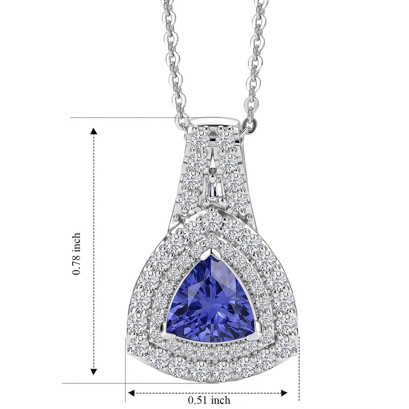 D'Joy AA Tansanit, Moissanit AGI zertifiziert Schmuckset (5-10 Werktage Lieferzeit) ca. 45 cm 925 Silber Rhodiniert ca. 1,75 ct.