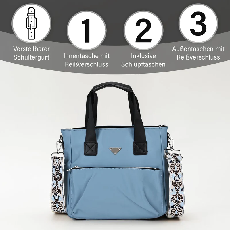 Tote-Crossbody-Tasche - mit verstellbarem Riemen und praktischen Fächern, 33 x 13 x 30 cm, Rot